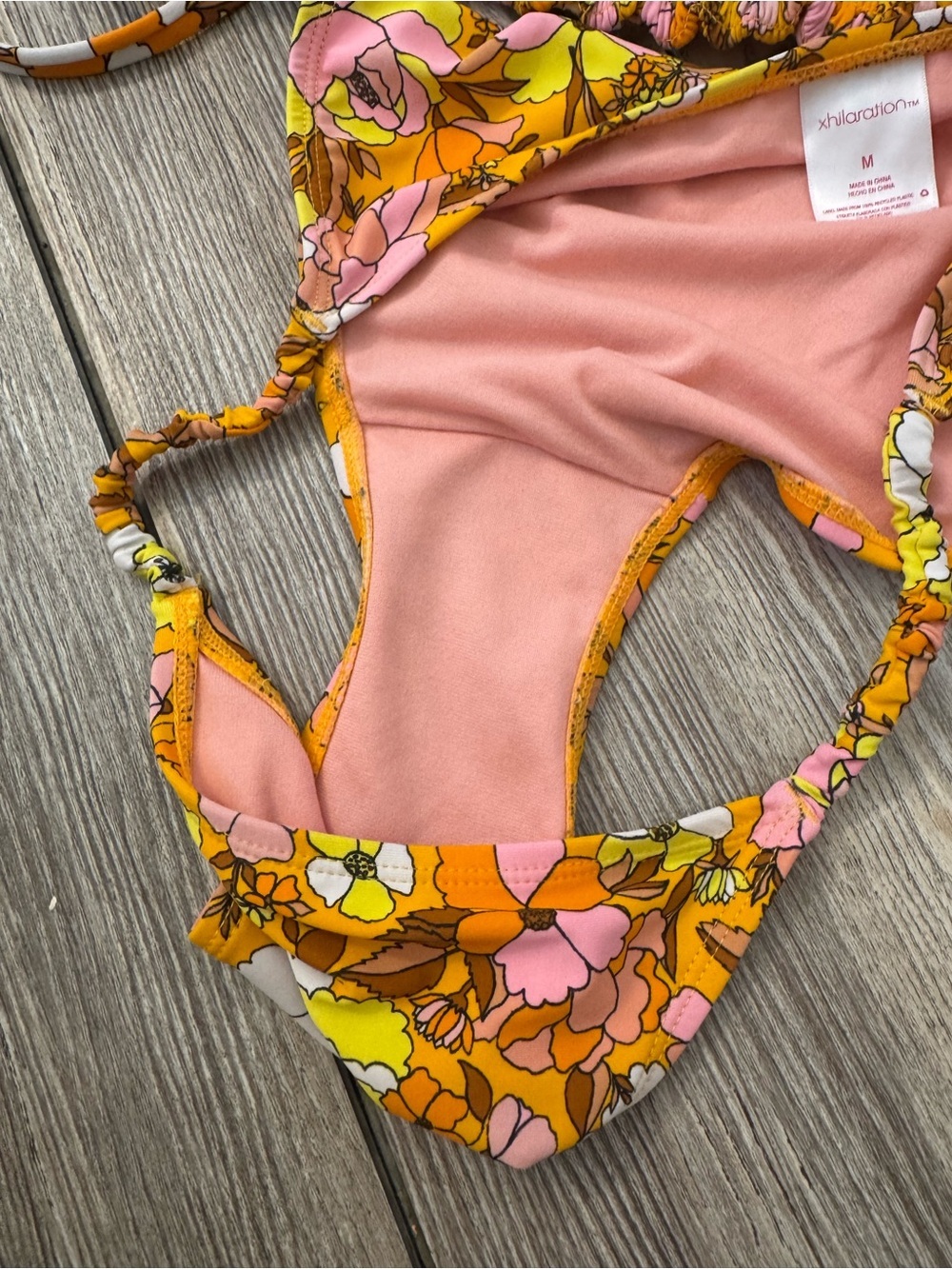 Xhilaration Yellow Pink Orange Floral String Bikini - Picture 5 of 5